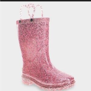 Western Chief Toddler Abby Glitter Rain Boots pink light up Size 7T new